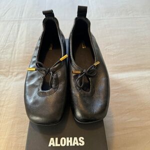 ALOHAS Ballet Flats 'Rosalind' in Black Leather
